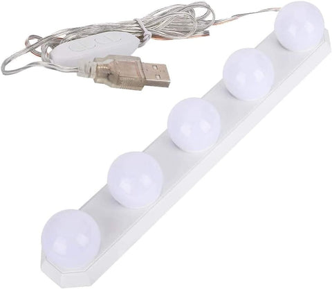 LED Vanity Mirror Lights USB Dimmable 3 Color 10 Levels Brightness with 5 Bulbs 7.55Ft Long USB Cable for DIY Make up Bath Mirror Lamps Bathroom Lights
