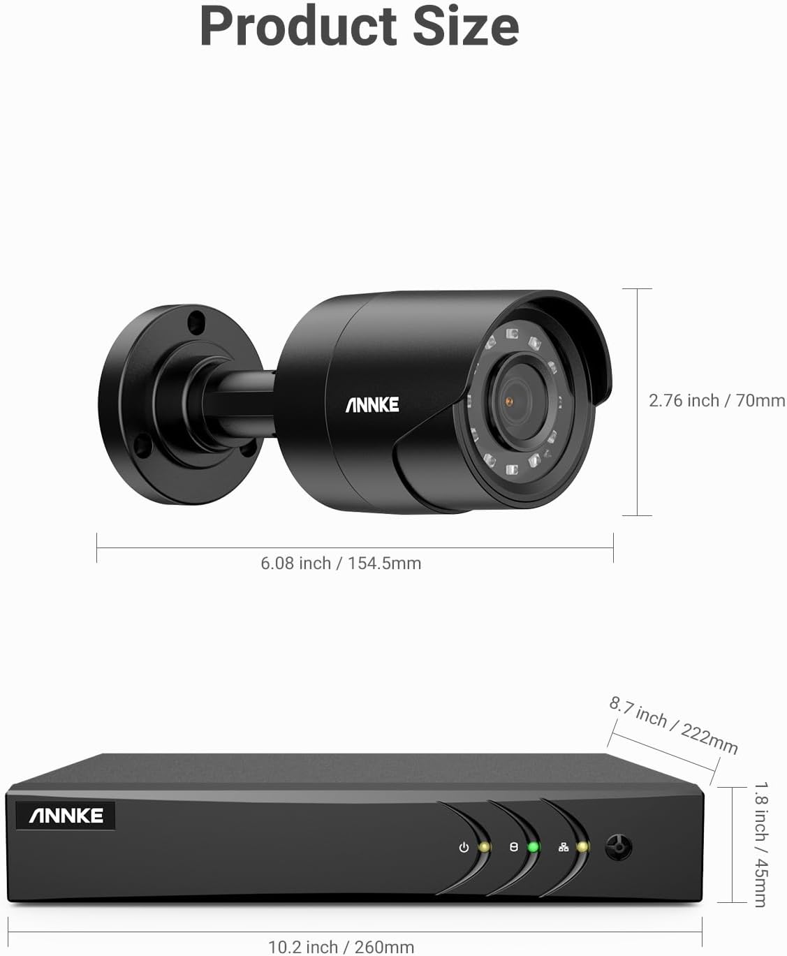 Outdoor, Smart Human/Vehicle Detection, 8 x 2MP Security Bullet Cameras and 3K Lite 8CH Surveillance DVR with 1TB HDD, Play Back, Email Alert with Images,IP66 Weatherproof - thelights4u.com