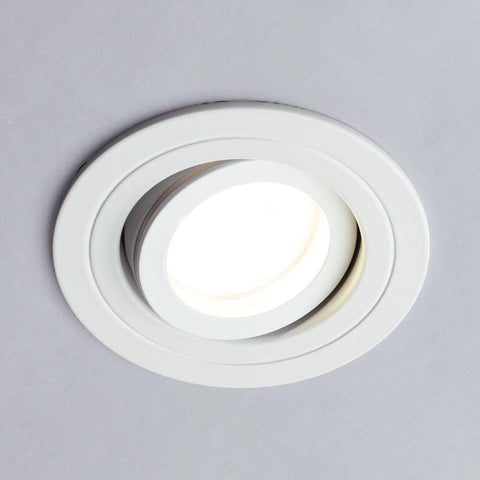 Circular IP65 Recessed Downlights, Matte White | Pack of 2, Bathroom, Tiltable, GU10