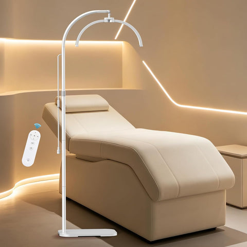 Half Moon Light for Eyelash Tech, Lash Lamp Eyelash Extensions | Professional Dimmable LED Floor Light with Phone Holder, for Esthetician,Nail Art, Beauty, Tattoo, Skincare Salon