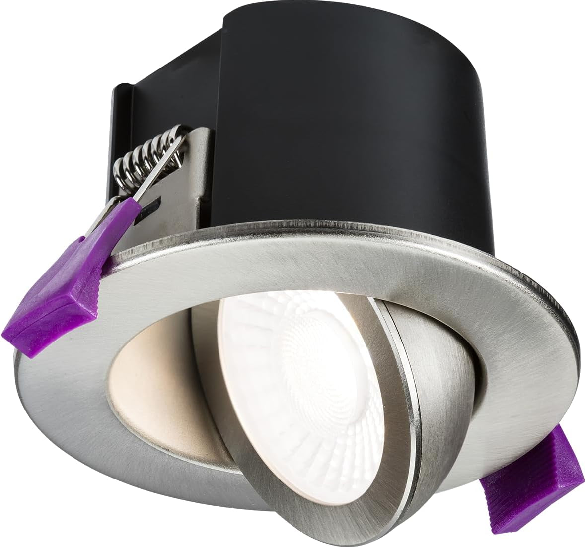 Spektroled Evo Tilt - Fire Rated IP65 Downlight with 2 X Wattage and 4 X CCT - Brushed Chrome