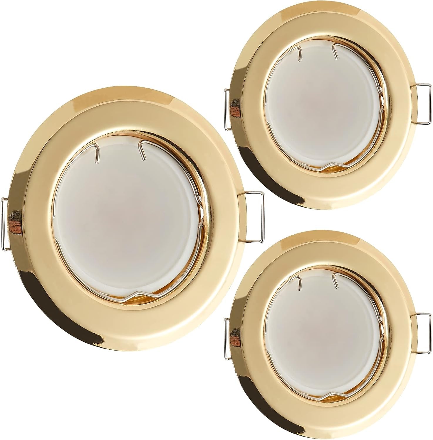 Flat LED Recessed Spotlight Ultra Flat Gold with LED Spot Module 230V I 3 W 320 Lumen I 120° Beam Angle I Dimmable I 55Mm Cut Out I Recessed Light round (Pack of 3 - Warm White)