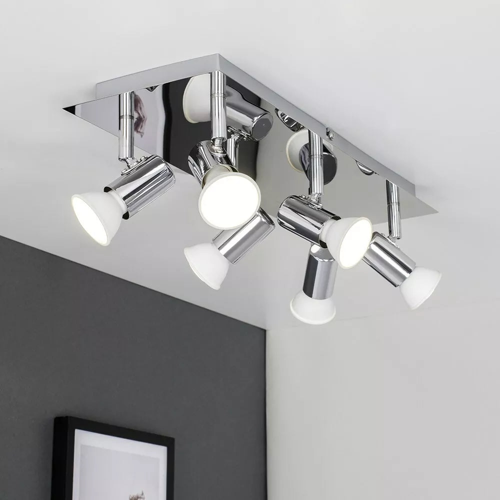 6 Way Ceiling Spot Light Fitting LED GU10 Adjustable Kitchen Spotlight Bar Lamp