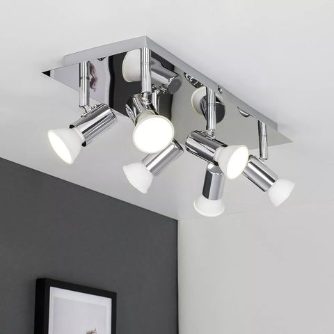 6 Way Ceiling Spot Light Fitting LED GU10 Adjustable Kitchen Spotlight Bar Lamp