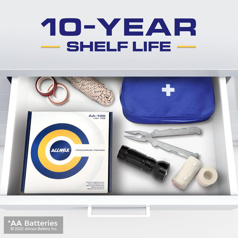 AA Batteries 100 Pack – Ultra Long-Lasting 1.5V Alkaline, Leakproof, 10-Year Shelf Life