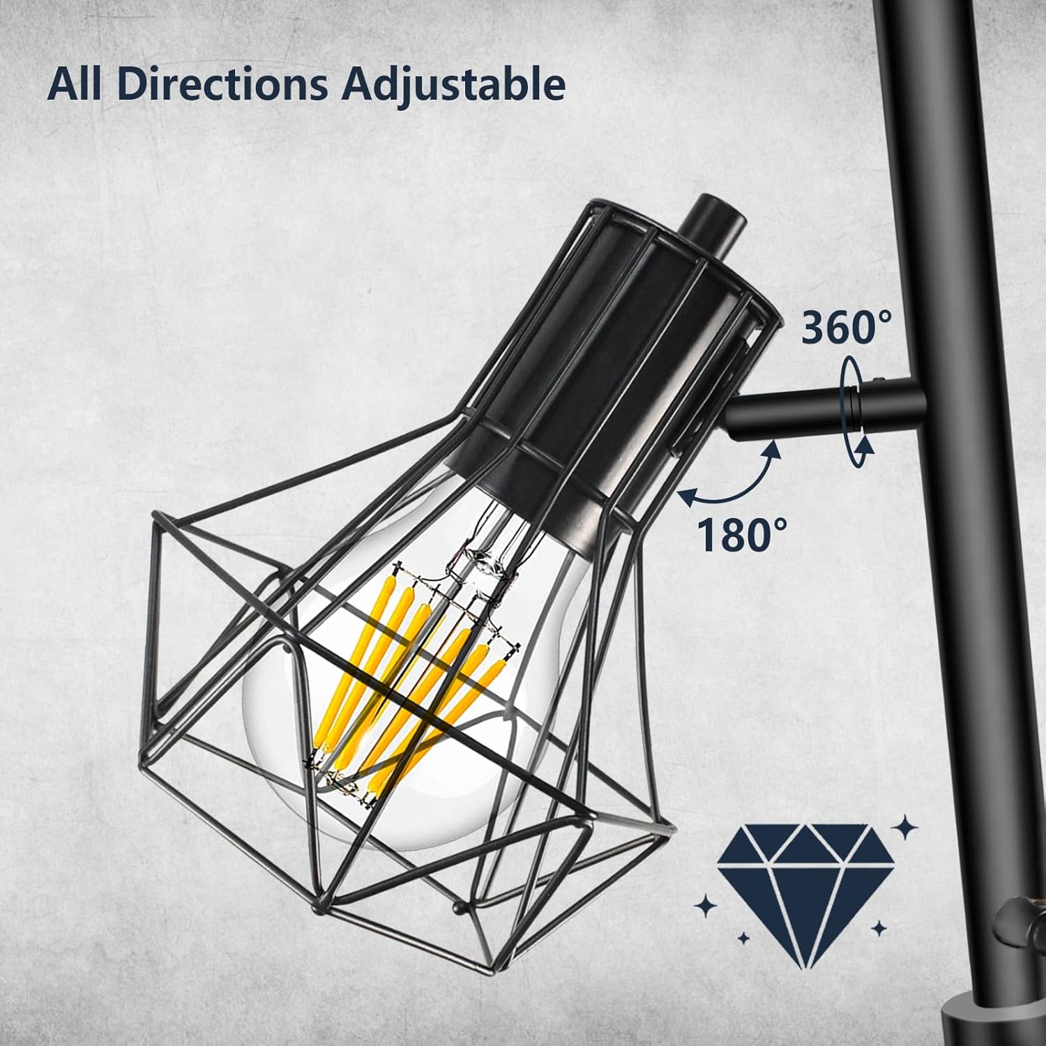 Adjustable light fixture with geometric design on a gray background