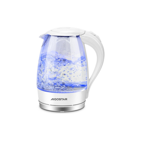 Aigostar electric kettle with blue light on a white background