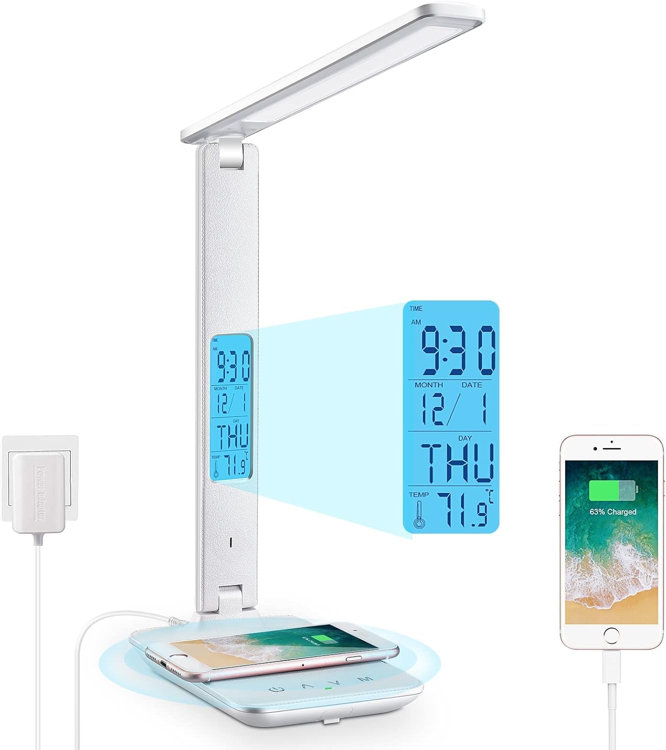 Light Control Desk Light LED Desk Lamp with 10W Wireless Charging & USB Port – Touch Control wi