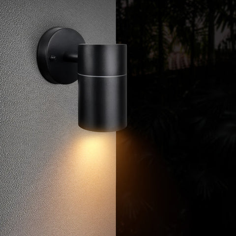 Black Down Outdoor Wall Light – IP44 Stainless Steel Exterior Sconce