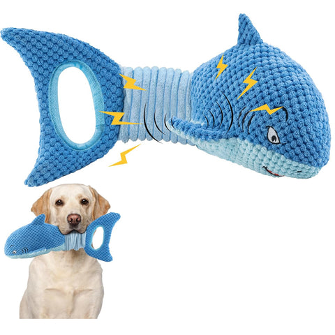 Legend Sandy Blue Shark Dog Toy for Aggressive Chewers Large Interactive Plush