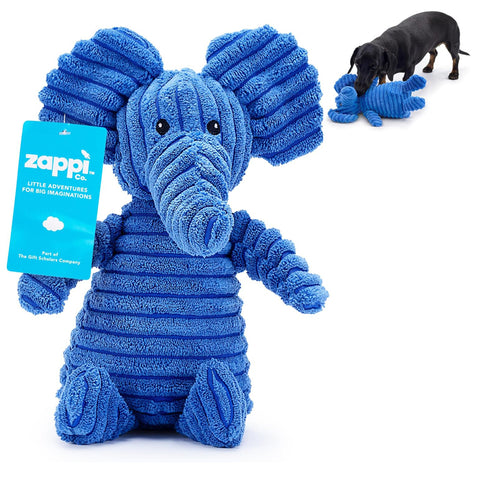 Zappi Co Blue Elephant Plush Dog Toy