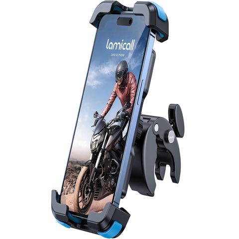 Motorcycle Phone Holder with Quick Release Clamp 13 12 11 Pro Max Mini, Xs, 4.7-6.8” - Blue