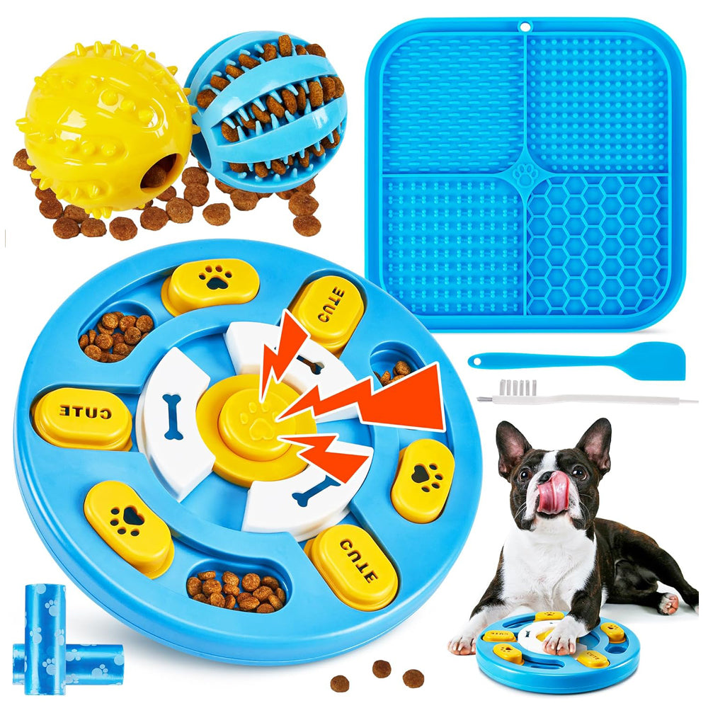 8 Pcs Interactive Dog Toys – Puzzle, Licky Mats & Treat Balls