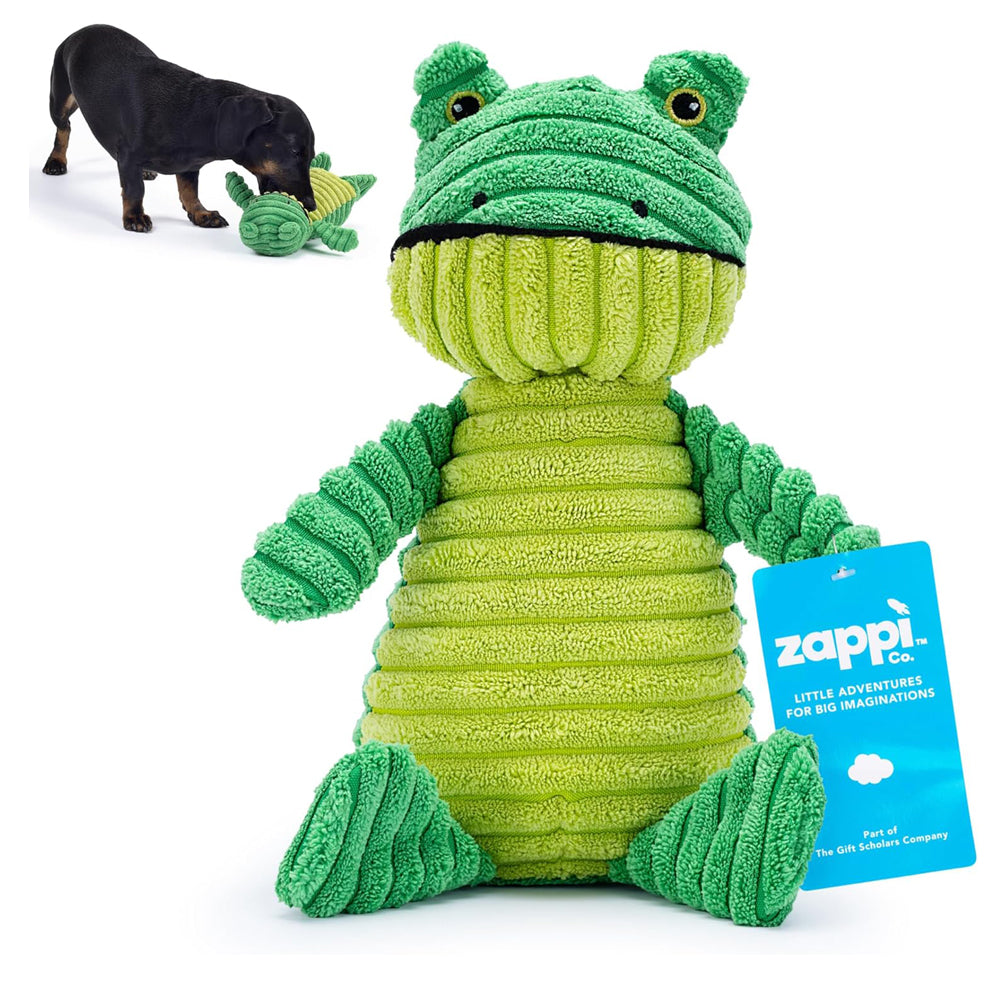 Green Frog Plush Dog Toy with Squeaker