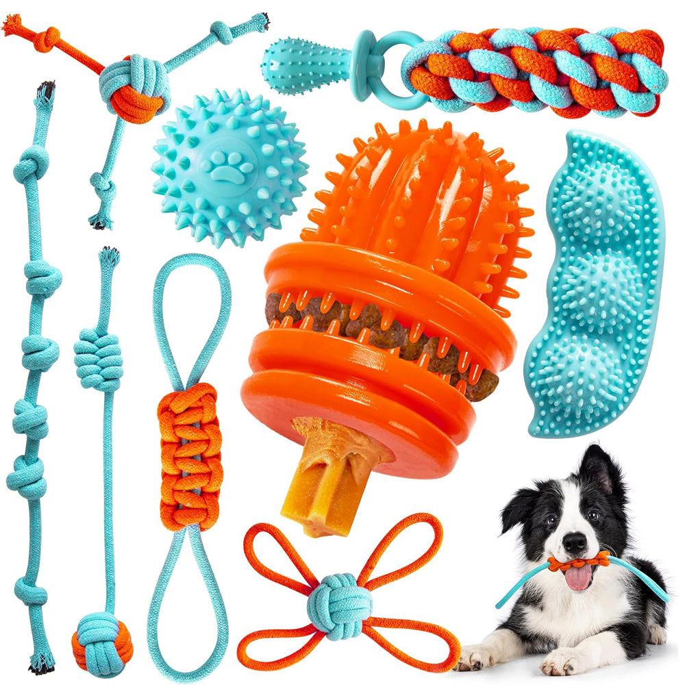 9 Pcs Interactive Puppy Toys for Teething and Tug of War