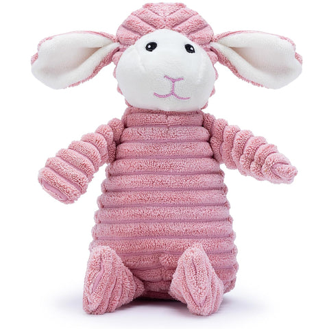 Zappi Co Pink Lamb Plush Dog Toy with Squeaker