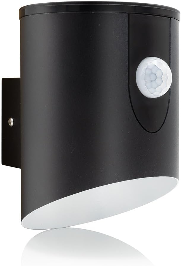 Battery PIR outdoor wall light mounted on brick wall

