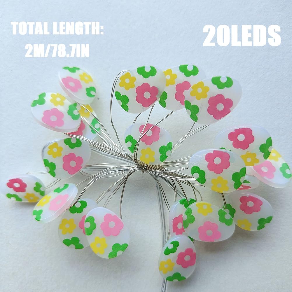 Battery operated Easter fairy lights with 20 warm white LEDs, 2m length