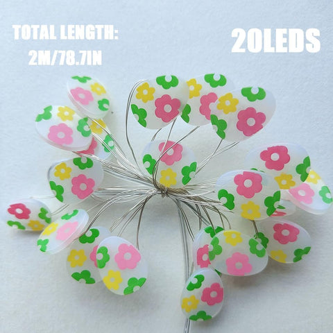 Battery operated Easter fairy lights with 20 warm white LEDs, 2m length