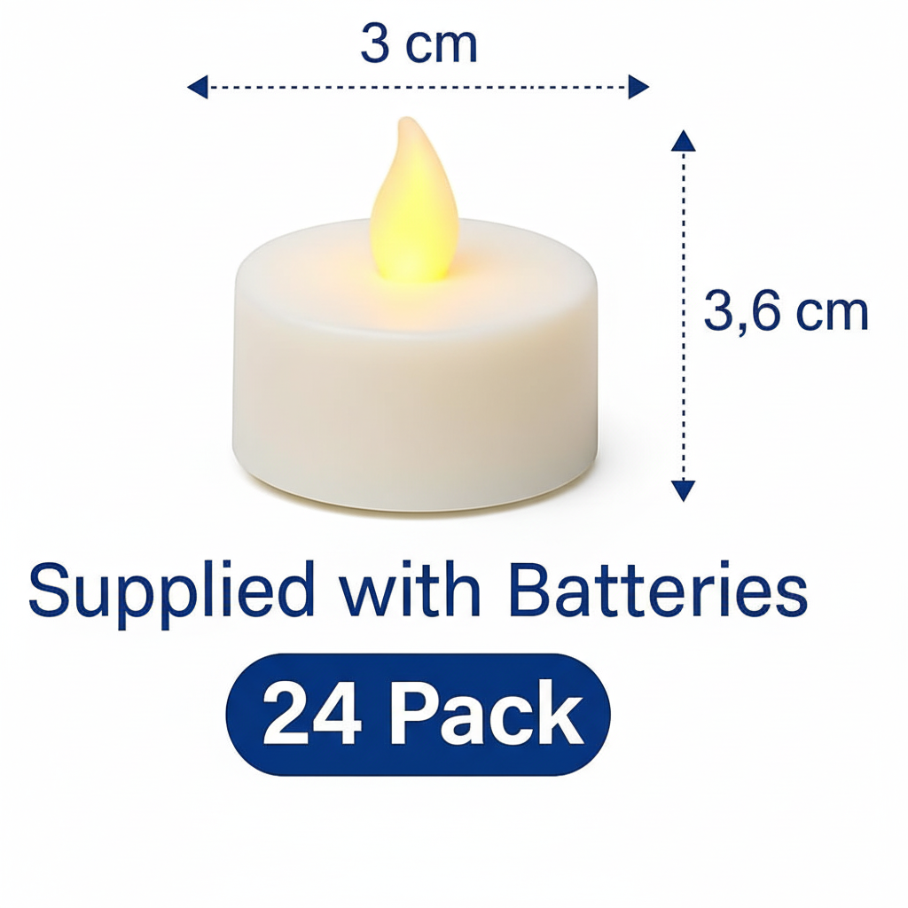 Battery operated flickering tea light candles for decoration