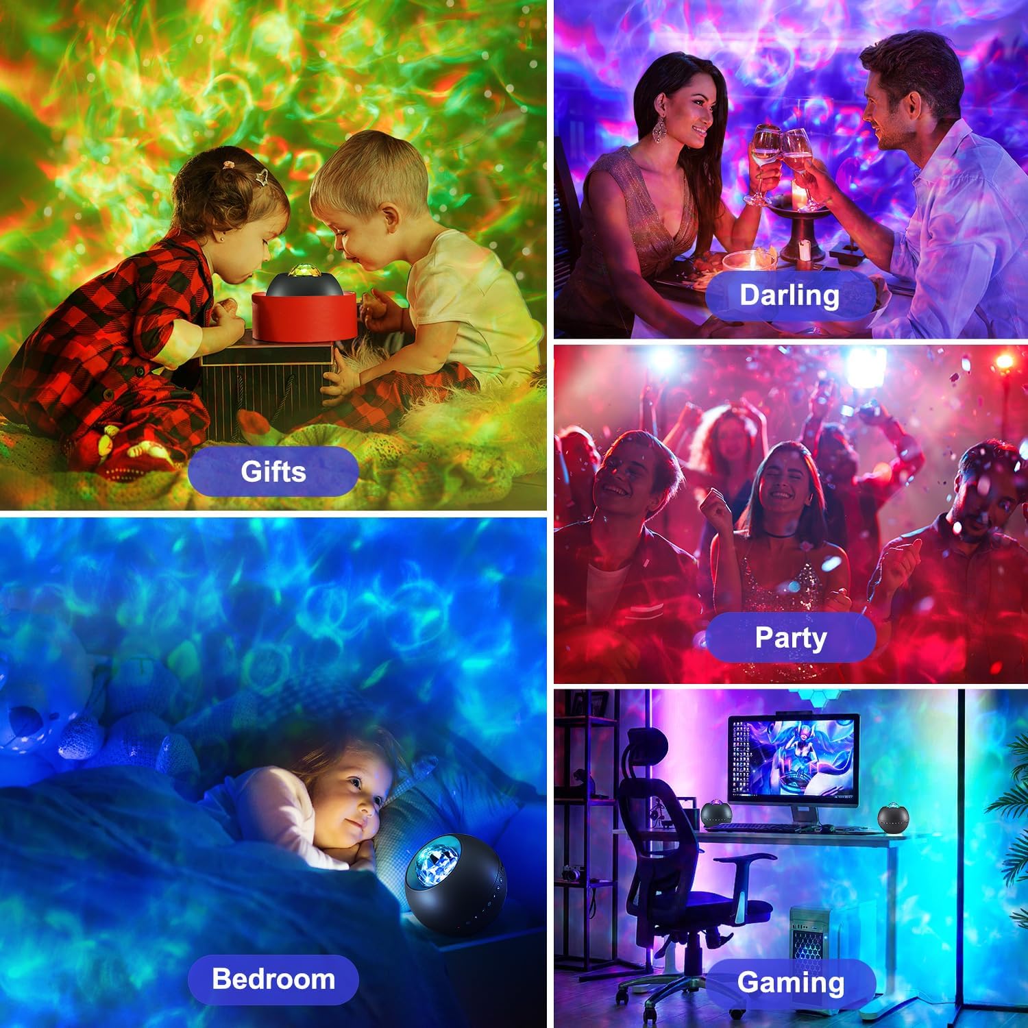 Bedroom galaxy projector creating starry sky ambience
