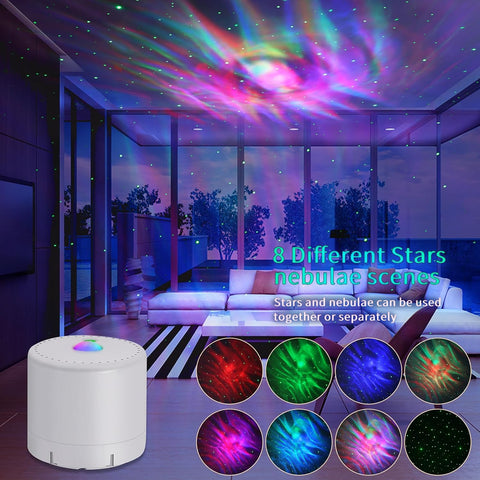 Bedroom galaxy projector with adjustable LED colours and brightness
