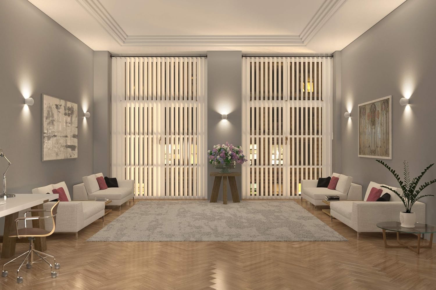Bedroom plaster uplight and downlight

