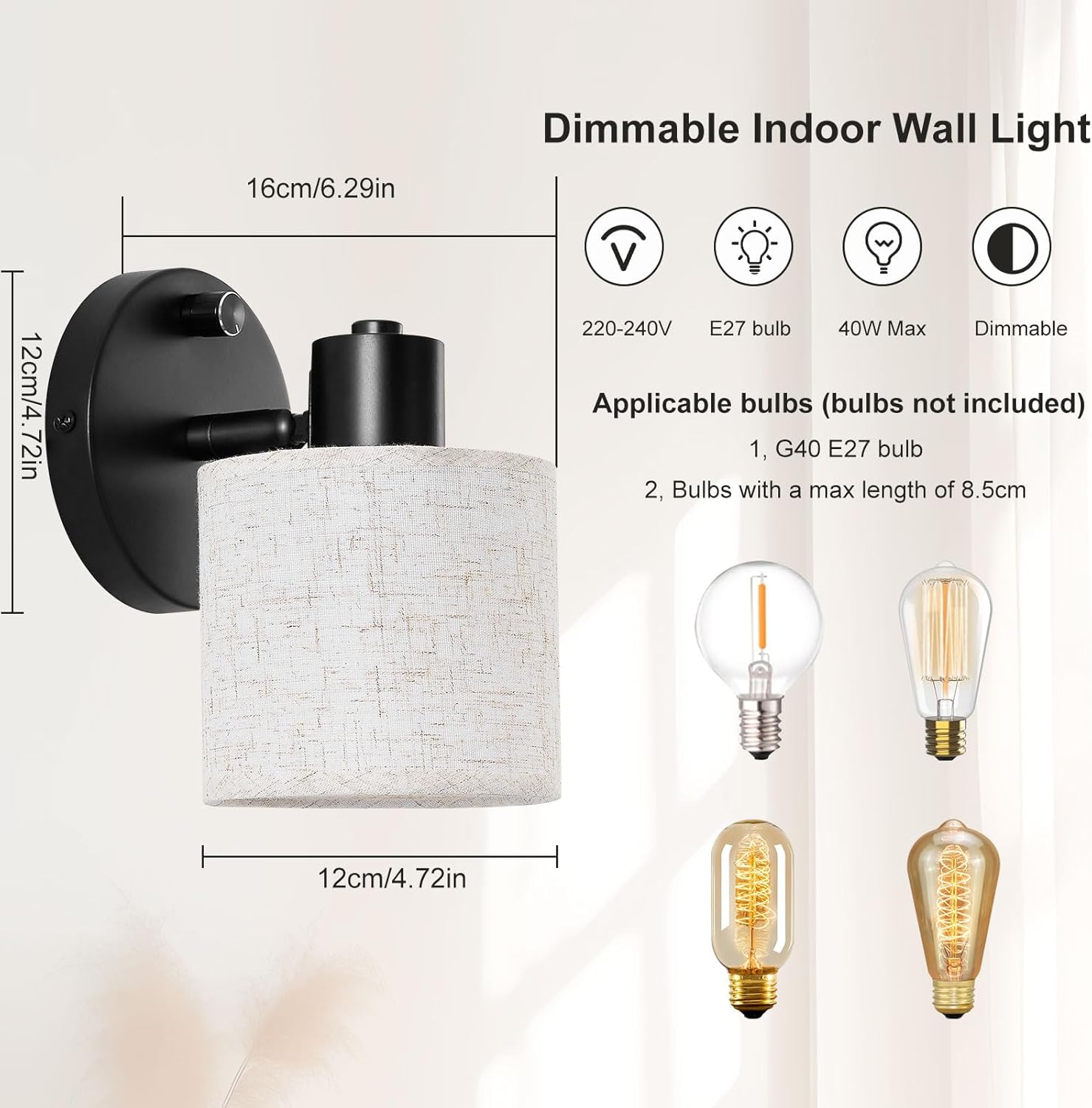 Bedroom wall light with adjustable head

