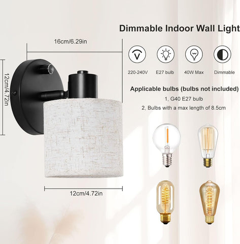 Bedroom wall light with adjustable head

