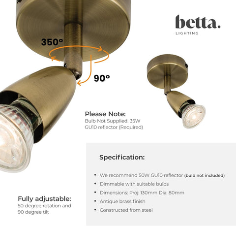 Betta Lighting ceiling light fixture with adjustable features on a white background