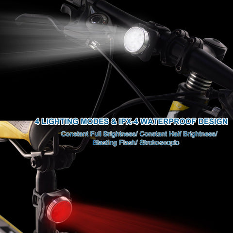Bicycle lights with different modes on a dark background