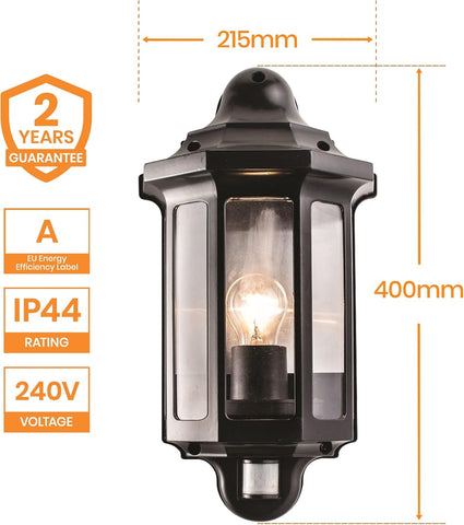 Side view showing PIR sensor at base of lantern.

