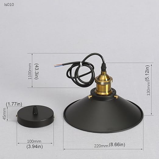 Black 60W Industrial Style Pendant Lamp Shade in UK - Shop Now!
