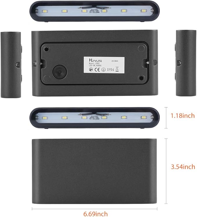 Black LED light strip with dimensions on a white background