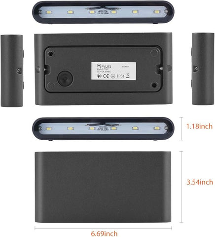 Black LED light strip with dimensions on a white background