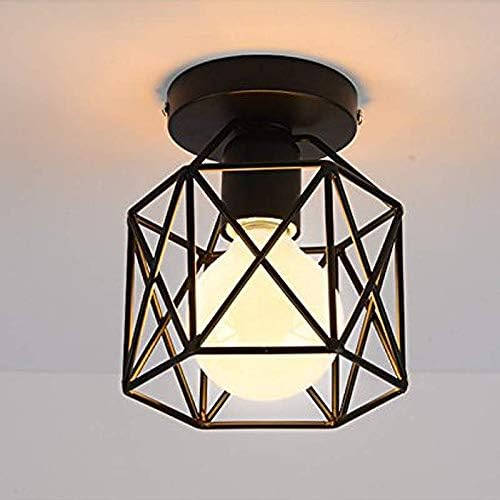 Semi flush mount light with iron shade

