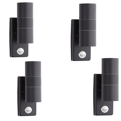 Black stainless steel outdoor wall light with PIR motion sensor – UK

