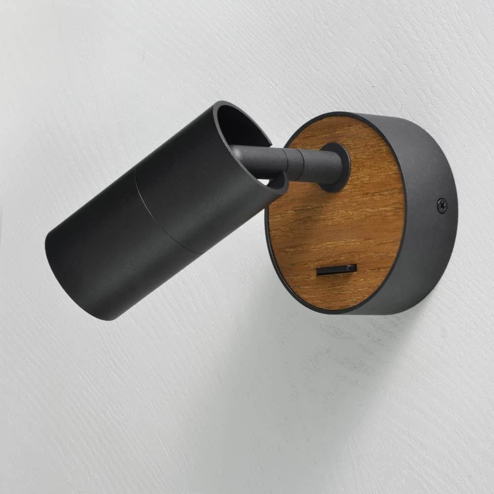 Black and wood modern wall lamp

