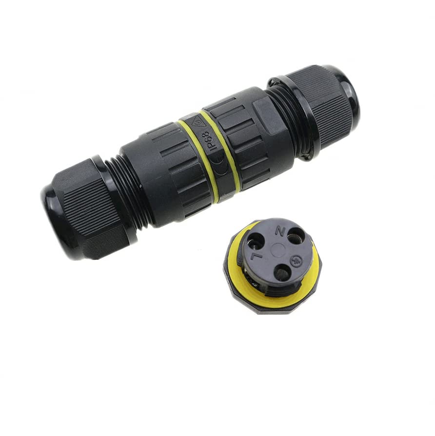 Black and yellow electrical connector on a white background