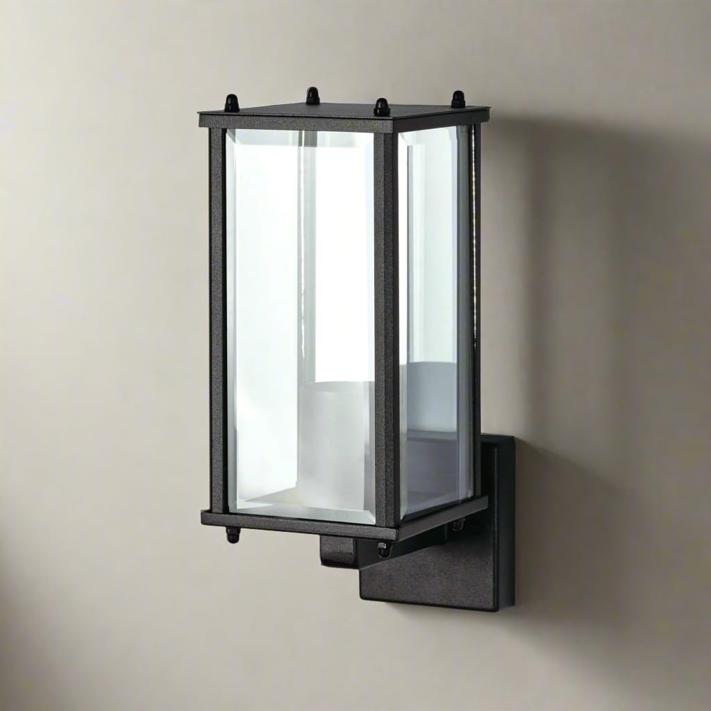 Black bevelled glass porch wall light

