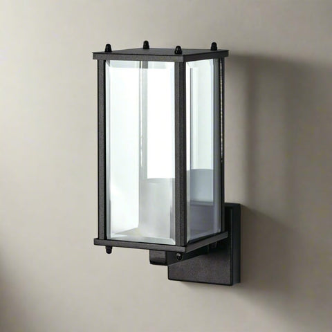 Black bevelled glass porch wall light

