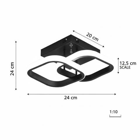 22W Modern LED Double Square Ceiling Light – Stylish Home Lighting