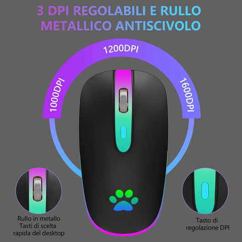 Black computer mouse with DPI settings on a gray background