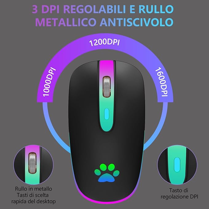 Black computer mouse with DPI settings on a gray background