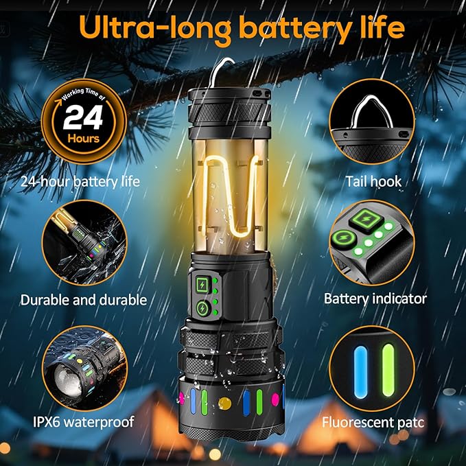 Black flashlight with features highlighted on a dark background