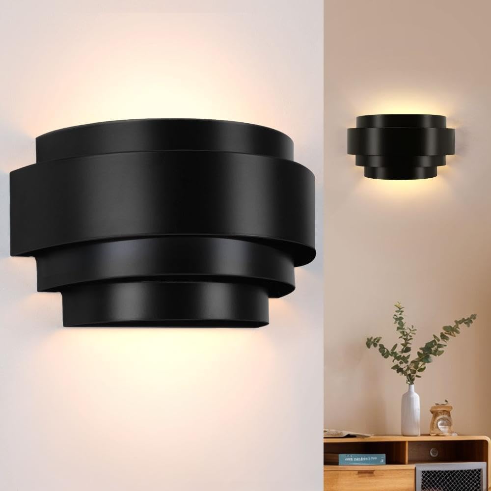 Black indoor LED wall light

