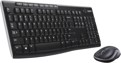 Black keyboard and mouse set on a white background