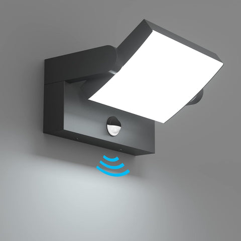 Black outdoor wall light with motion sensor 