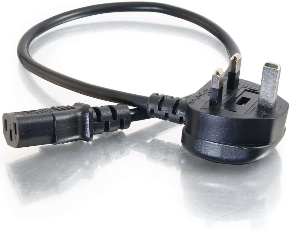 Black power cord with plug on a white background