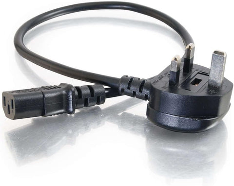 Black power cord with plug on a white background